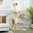 thumbnail image 2 of PawHut 53" Cat Tree Tower with Condo, Large Kitten Activity Centre, Beige, 2 of 10