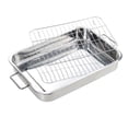 thumbnail image 1 of MYG Stainless Steel Deep Roasting Tray Oven Pan Grill Rack Baking Roaster Tin Tray, 1 of 9