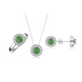 thumbnail image 1 of RYLOS Halo Designer Matching Set Sterling Silver: Ring, Earring & Pendant Necklace. Gemstone & Diamonds, 4MM Emerald May Birthstone; Size 10, 1 of 9