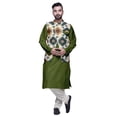 thumbnail image 1 of Atasi Kurta Churidar Uni pour Homme à Col Mandarin, Pyjama et Ensemble de Veste Nehru Imprimée, 1 of 1