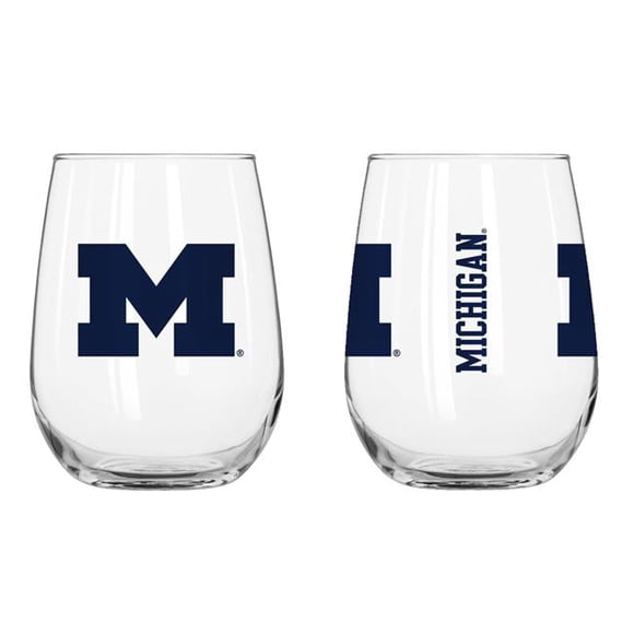 Logo Chaise 171-G16CB-1 16 oz NCAA Michigan Wolverines Gameday Bombé Verre de Boisson