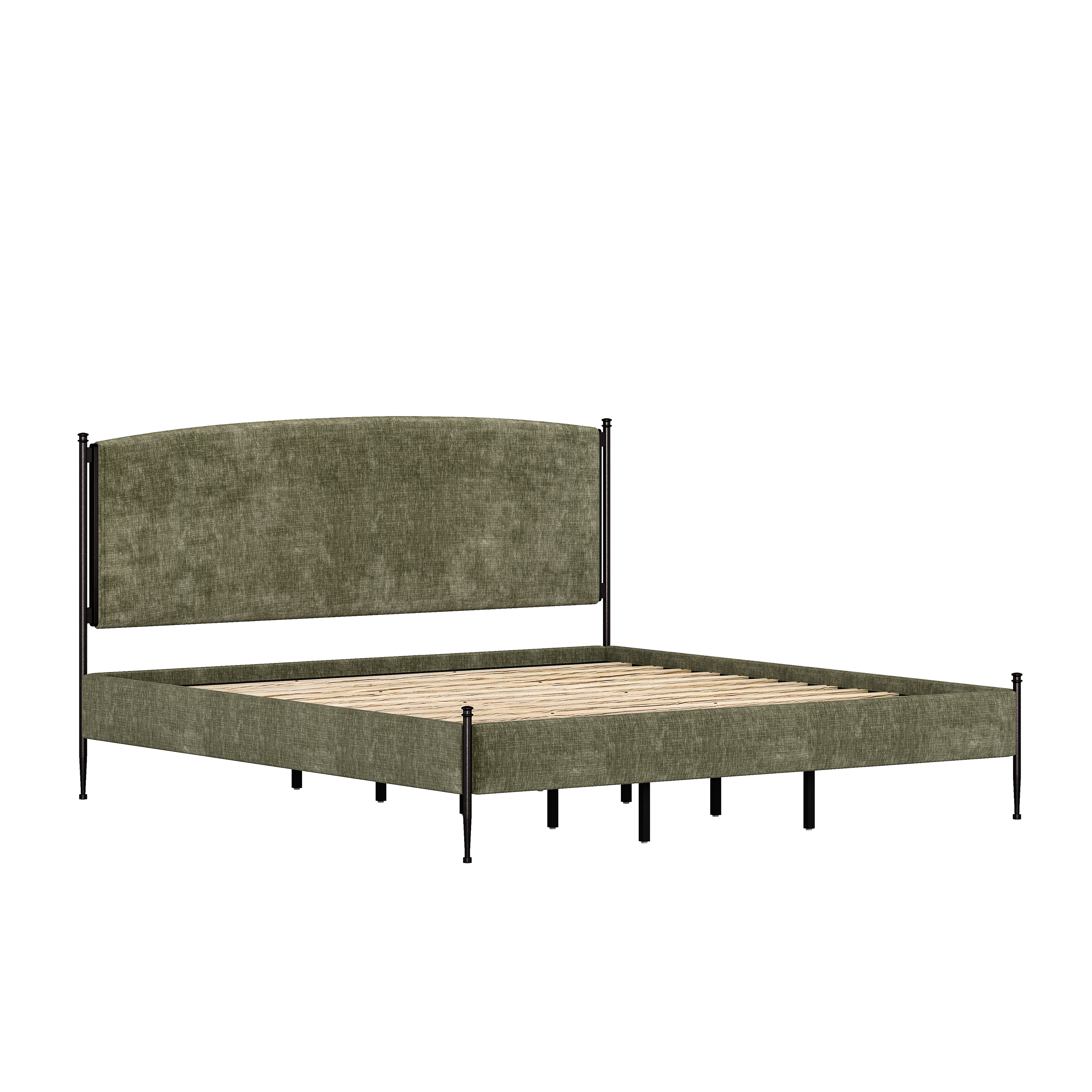 Better Homes & Gardens Ambrose Upholstered King Bed, Forest Velvet and Forged Iron