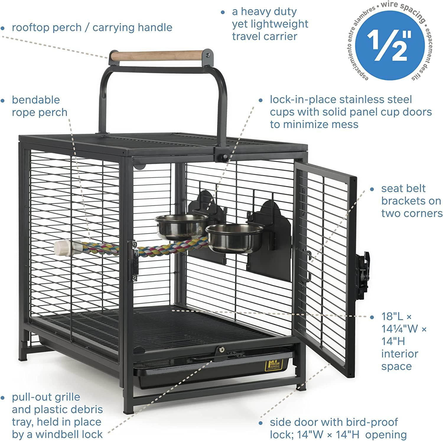 Prevue – Cage à oiseaux de voyage en fer forgé pour animaux de compagnie