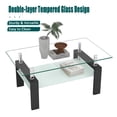 thumbnail image 2 of Table Basse Rectangulaire pour Salon, Table Basse en Verre à 2 Niveaux, Plateau en Verre avec Tablette Inférieure, Tables d'Appoint Modernes Centrales, Noir+verre Transparent, 2 of 8
