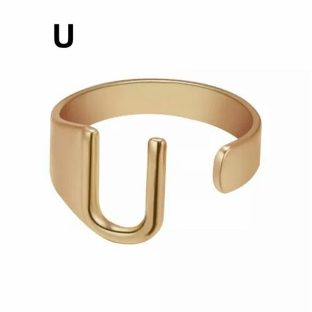 CUITING Bague Mode Ajustable Initiale Alphabet Lettre A-Z Bagues pour Femmes Bijoux-Argent C