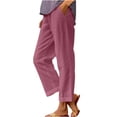 thumbnail image 1 of Dealovy Womens Cotton Linen Pants Plus Size Elastic High Waisted Solid Color Lightweight Summer Trousers, 1 of 6