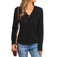 thumbnail image 3 of Cardigans pour Femmes à Manches Longues, Décontractés, Légers, Boutonnés, Col en V, Chandail d'Automne Noir TG, 3 of 9