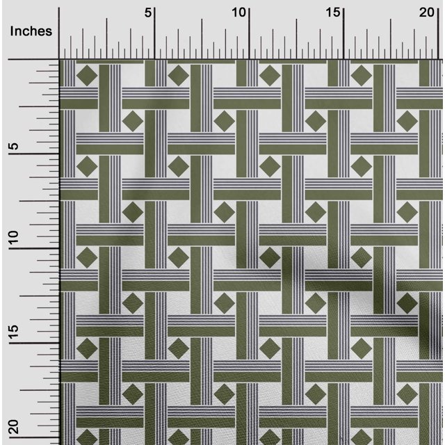 oneOone Cotton Silk Fabric Diamond & Basketweave Geometric Print Fabric BTY 42 Inch Wide