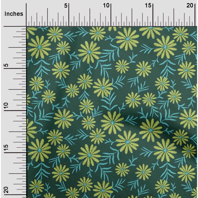 oneOone Polyester Lycra Fabric Leaves & Floral Artistic Printed Craft Fabric BTY 56 Inch Wide