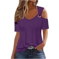 thumbnail image 1 of Timegard Womens Plus Size Tops Eyelet V-Neck Short Sleeve Cold Shoulder Summer Dressy Casual Tunic Tops, 1 of 6