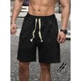 thumbnail image 3 of SUNSIOM Men Loose Joggers Shorts Casual Solid Color Ripped Drawstring Cargo Shorts with Pockets for Summer Streetwear, 3 of 6