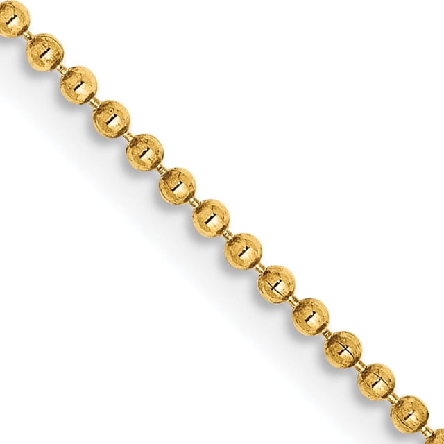 14k Yellow Gold 14 Inch 1.2mm Beaded Necklace Chain Pendant Charm Ball Beadsed