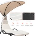 thumbnail image 4 of Costway  Patio Hanging Chaise Lounge Swing Canopy Cushion Beige, 4 of 9