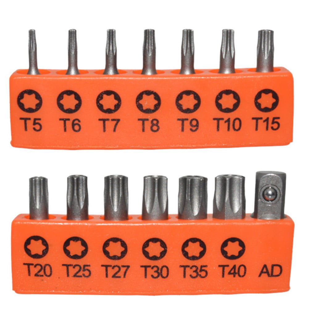 Lefu 14pcs Set 25mm Torx Screwdriver Bits with Hole T5-T40 Electric Screw Driver