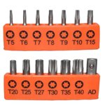 Lefu 14pcs Set 25mm Torx Screwdriver Bits with Hole T5-T40 Electric Screw Driver