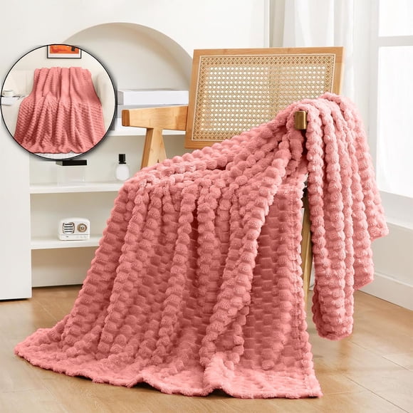Dvruxg Throw Blanket Fuzzy 3D Jacquard Decorative Flannel Fleece Soft Plush Cozy Blanket for Couch Sofa Chair Lightweight