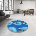 thumbnail image 4 of Ahgly Company Tapis d'Intérieur Lavable en Machine Carré Bleu Transitionnel, 3 Pieds Carré, 4 of 7