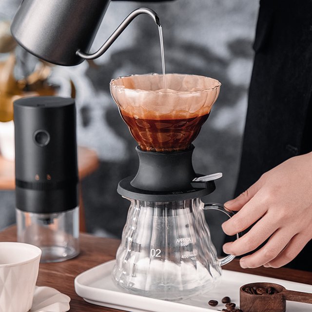 Pour Over Coffee Dripper, Pour Over Coffee Maker High Borosilicate Glass PCT Resin Button Anti Slip for Home