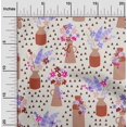thumbnail image 2 of oneOone Georgette Viscose Rust Brown Fabric Floral Vase With Geometrical Sewing Craft Projects Fabric Prints By Yard 42 Inch Wide, 2 of 4