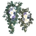 thumbnail image 3 of Langgg Rustic Artificial Flower Swag Handmade Hanging for Parties Arbor Artificial Rose Green Ornament Blue, 3 of 9
