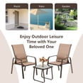 thumbnail image 4 of Patiojoy Ensemble Bistro de 3 Pcs pour Patio, Chaises Empilables à Dossier Réglable et Table d'Appoint, Ensemble Classique de Meubles pour Jardin, Brun, 4 of 9