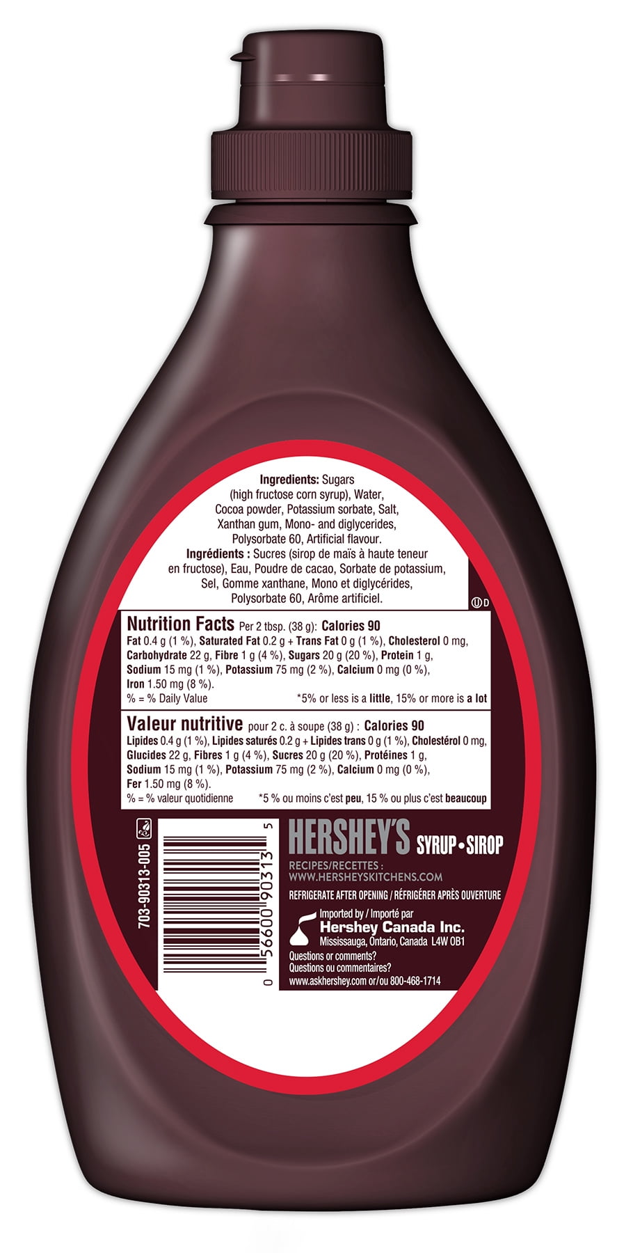 HERSHEY'S Syrup Chocolate, Gluten Free and Kosher, 523mL