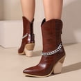 thumbnail image 1 of Qertyioot Bottes de Neige Zippées pour Femmes, Bottes Mode Unies à Talons Hauts Pointus, 1 of 6