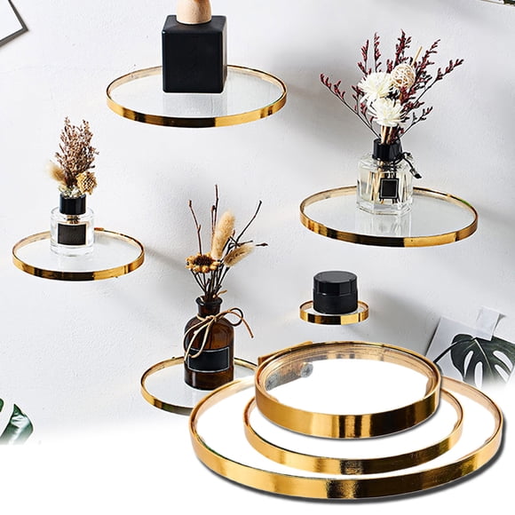 Neinkie Traditional 7.83" x 7.83" Gold Floating Shelf
