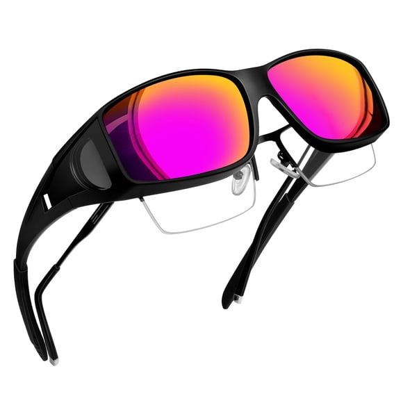 Joopin Fit Over Wrap Sunglasses Polarized Lens Wear Over Prescription Eyeglasses 100% UV Protection for Men and Women