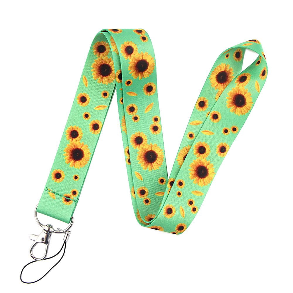 YOPTOP Lanière d'Étiquette de Carte à Imprimé Tournesol Générique, Multicolore, 1 Unité, Cyan, 1