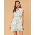 thumbnail image 3 of INSPIRE CHIC Women's Ditsy Floral Ruffle Neck Bow Tie A Line Sleeveless Dress, 3 of 6