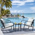 thumbnail image 2 of Homall 3 Pieces Outdoor Rocking Chair Furniture Sets Modern Patio Furniture Set Rocking Wicker Bistro Sets Cushioned PE Rattan Chairs Conversation Sets with Glass Coffee Table,White, 2 of 7