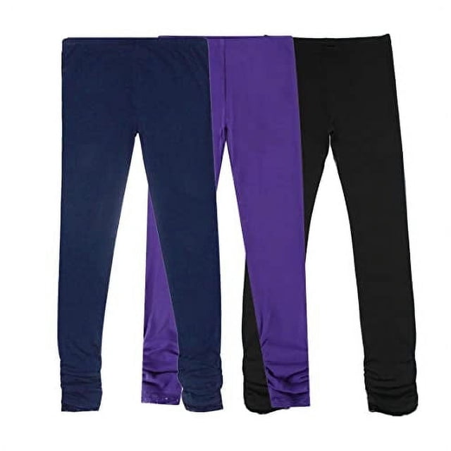 Bienzoe Girl's Cotton Stretch School Uniform 3 Leggings Pack-K 12