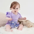 thumbnail image 1 of PatPat 3pcs Baby Girl Ribbed Romper & Belted Shorts & Headband Set, 6-9 Months, 1 of 6