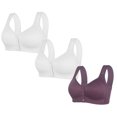 thumbnail image 1 of LOVZFMLL 3 Pack Plus Size Bras for Women Solid Color Comfort Soft Push Up Bra No Underwire Full Coverage Front Closure Everyday Bralettes E S, 1 of 2