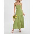 thumbnail image 3 of Faithtur Robe d'Été pour Femmes Robe Spaghetti Couleur Unie Taille Découpe Ouverte Dos Longue Robe, 3 of 9
