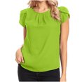 thumbnail image 1 of Chemise Décontractée pour Femme en Chiffon Uni à Manches Courtes et Col Rond, Blouse à Manches Courtes (Vert Menthe, G), 1 of 6