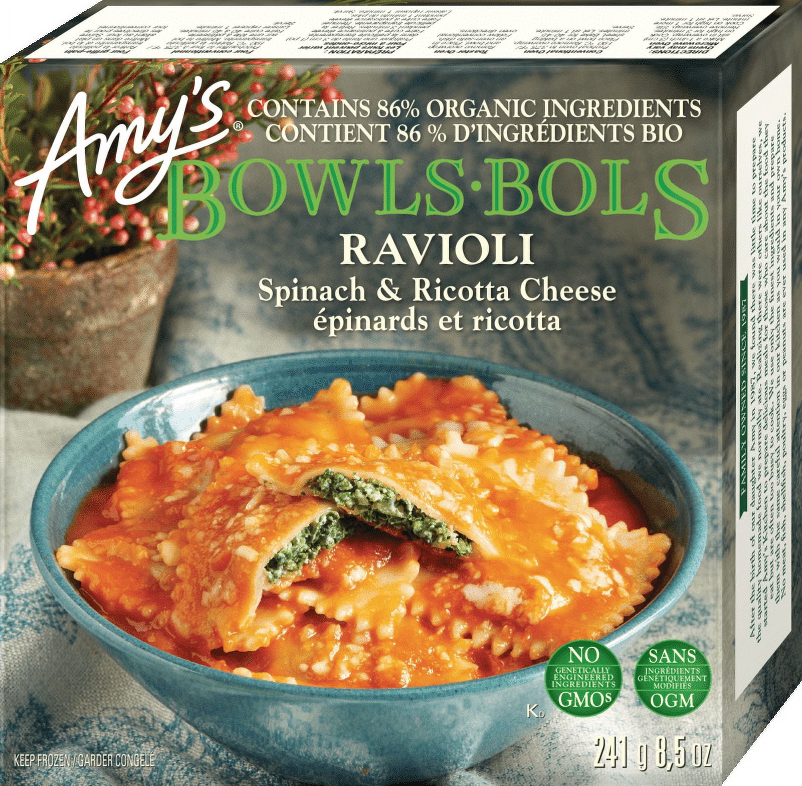 Spinach & Ricotta Cheese Ravioli Bowl, Spinach Ravioli Bowl