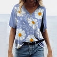 thumbnail image 4 of CEHVOM Femmes T-shirt Décontracté Imprimé Floral V-Cou Manches Courtes Pull Tops, 4 of 6