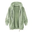 thumbnail image 4 of B91xZ Veste en Molleton pour Femmes Décontractée Chaude d'Hiver Longue à Revers Imprimée Cardigan Manteau, Vert TTG, 4 of 5