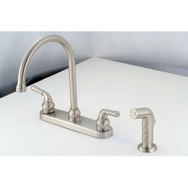 American Brass Robinet NN801GSN Utilisé pour Cuisine; Pièce Unique 8 Pouces Montage sur Plateau; Bec Col de Cygne; 2 Poignées de Théière; Nickel Brossé; 1/2 Pouce NPT; Application 4 Trous