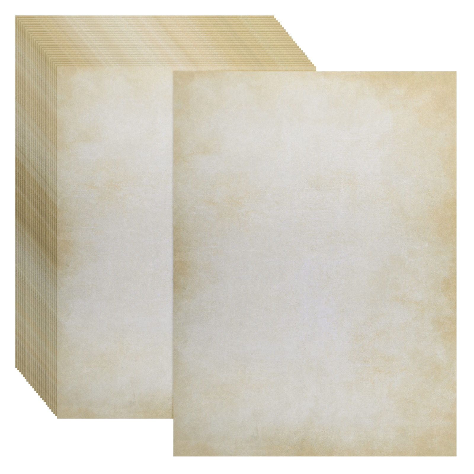 Uxcell 24 Packs Vintage Cotton Paper Printer Paper White Brown Gradient Classic Aged Paper for Letter Writing