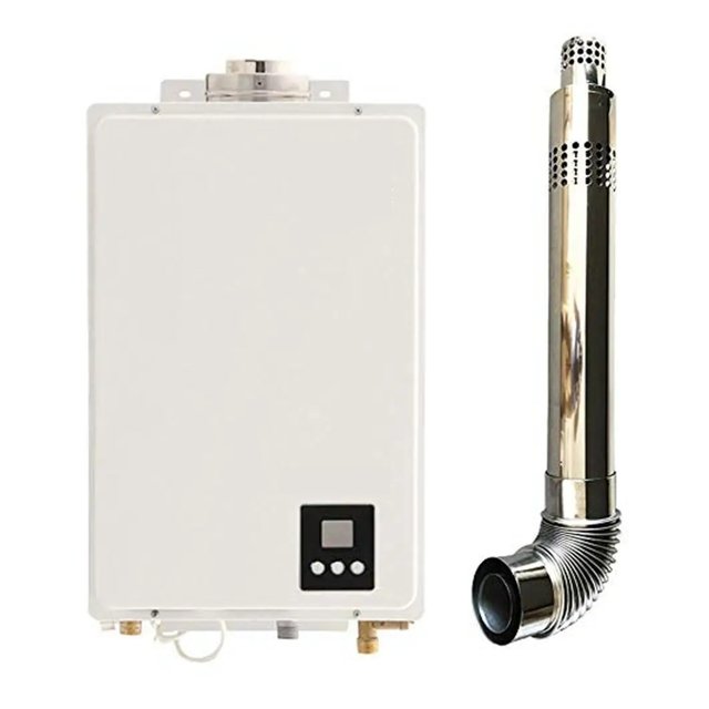Tankless Water Heater 6.4 GPM Natural Gas LCD Control Panel Direct Vent Exhaust Whole Home Heating ,Easy to Install