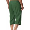 thumbnail image 4 of EOYWHK Mens Linen Capri Pants Summer Loose Fit Lightweight Sleep Shorts Elastic Waist Drawstring with Pockets, 4 of 7