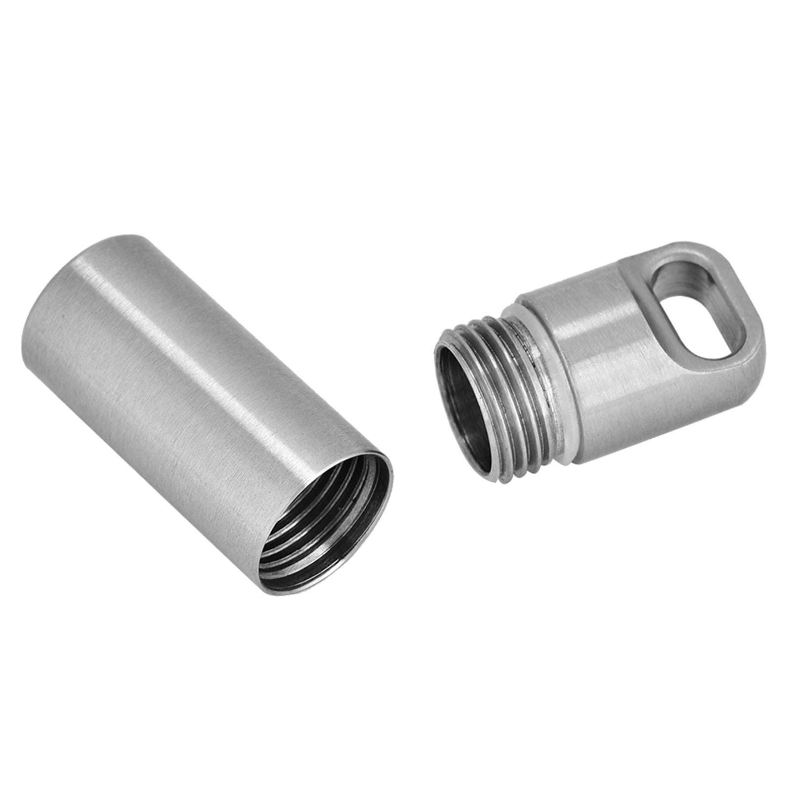 Pill Keychain, Waterproof Stainless Steel Pill Case Camping Pill Container Keychain Pill Holder Organizer for Outdoor Camping