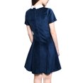 thumbnail image 2 of INSPIRE CHIC Robe Évasée au-Dessus du Genou à Manches Courtes avec Col Contrastant pour Femme TG Bleu, 2 of 5