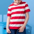 thumbnail image 2 of T-shirts d'Été à Rayures à Manches Courtes pour Filles, à Blocs de Couleur, Tendance, Col Ras du Cou, Chandails à Enfiler, Hauts, Blouse Décontractée, 2 of 5