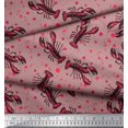 thumbnail image 3 of Soimoi Modal Satin Fabric Dot & Lobster Ocean Print Fabric by Yard 42 Inch Wide, 3 of 3
