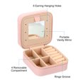 thumbnail image 3 of Unique Bargains Travel Jewelry Case, Small Jewelry Organizer Portable Mini Jewelry Box with Mirror Square Style 1, Pink, 3 of 5