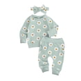 thumbnail image 1 of Faithtur Baby Clothes Set Floral Printed Sweatshirts Tops+Pants+Bow Headband, 1 of 9